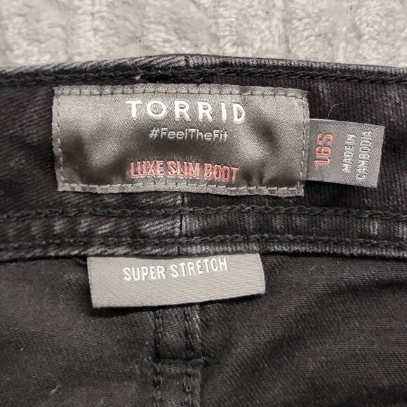 Torrid Women’s 16S Luxe Slim Boot Super Stretch Denim Black Jeans - Picture 2 of 12